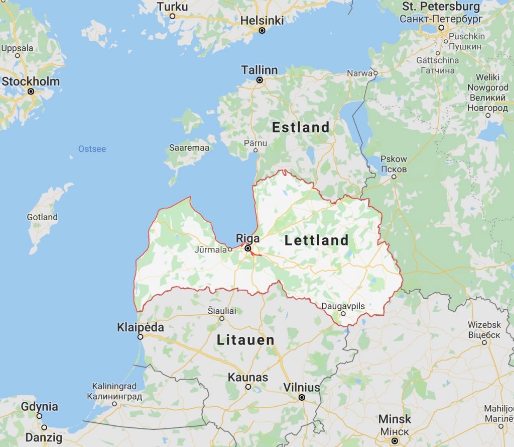 Lettland 1918-2018: Karte Lettland und Umgebung